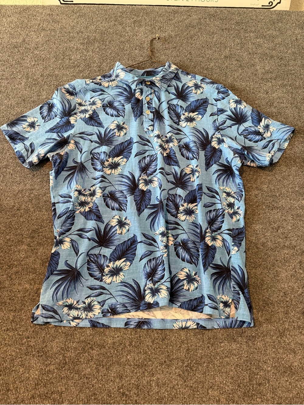 Tommy Bahama Light Blue Floral Swim Polo